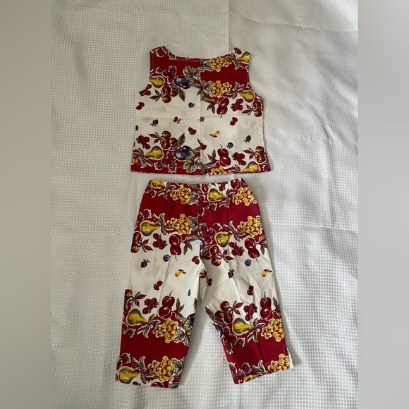 Jonathan Martin vintage toddler girls 2 pieces top and pants fruit print size 5 - Picture 2 of 14
